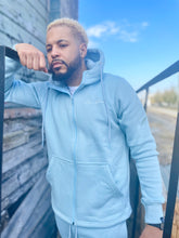 Load image into Gallery viewer, Cozy Live Above EYDSBL Hoodie V2- Pale Blue