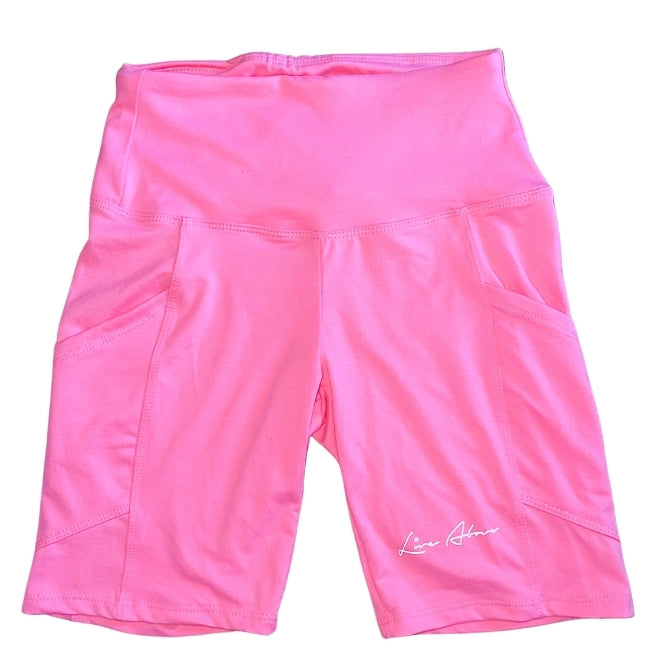 Women High Waisted Biker Shorts- Bubble Gum Pink