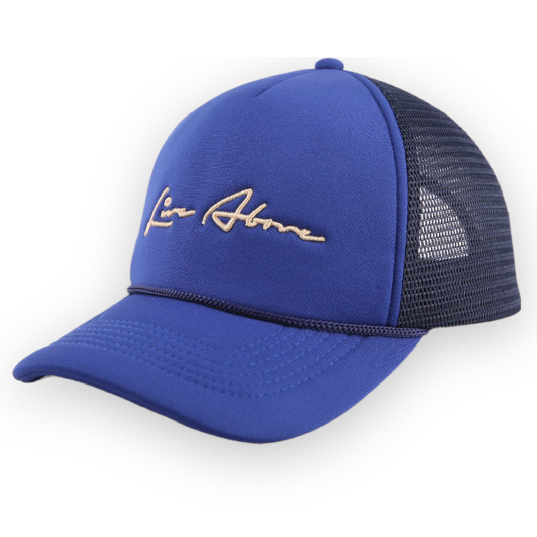 Live Above Signature Trucker Hat- Royalty Blue