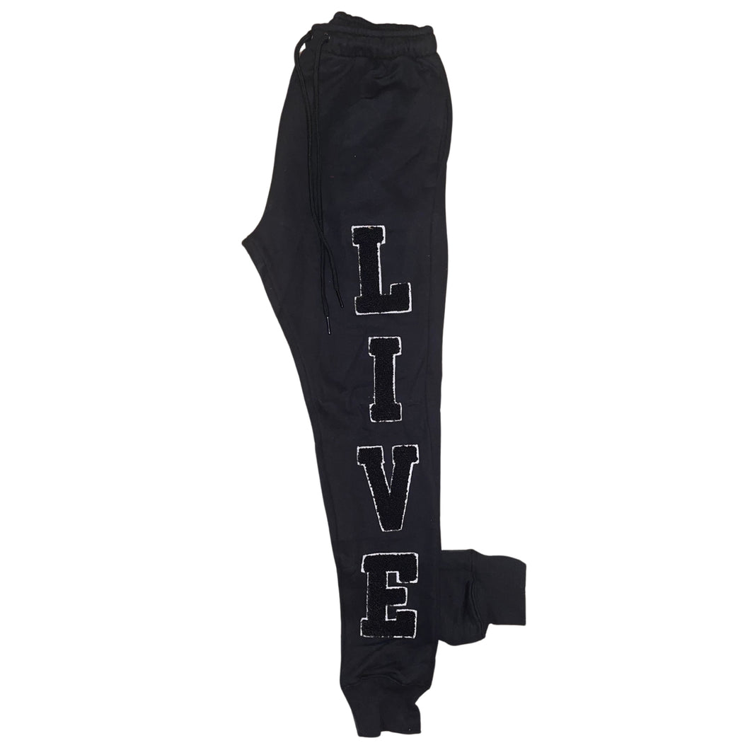 Live Chenille Joggers 2.0- Black on Black