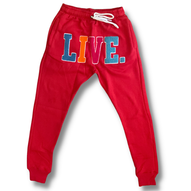 Live Chenille Joggers- Red