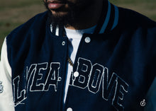 Load image into Gallery viewer, Live Above Arched Varsity Jacket - Navy Blue
