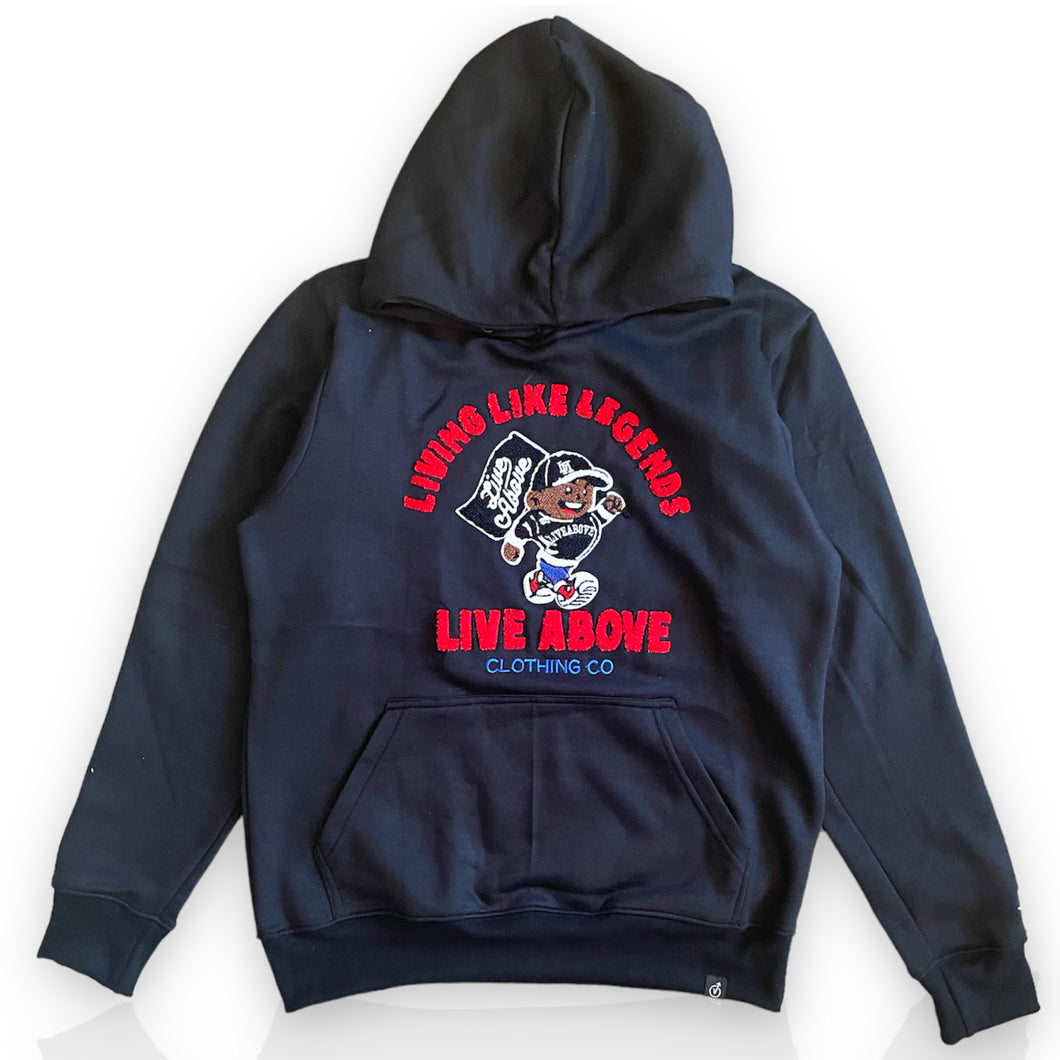 Young L.A Chenille Mascot Hoodie- Black